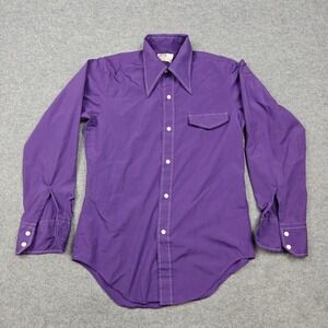 Vintage Montgomery Ward Dress Shirt Mens Small Purple Classic Fit Long Sleeve